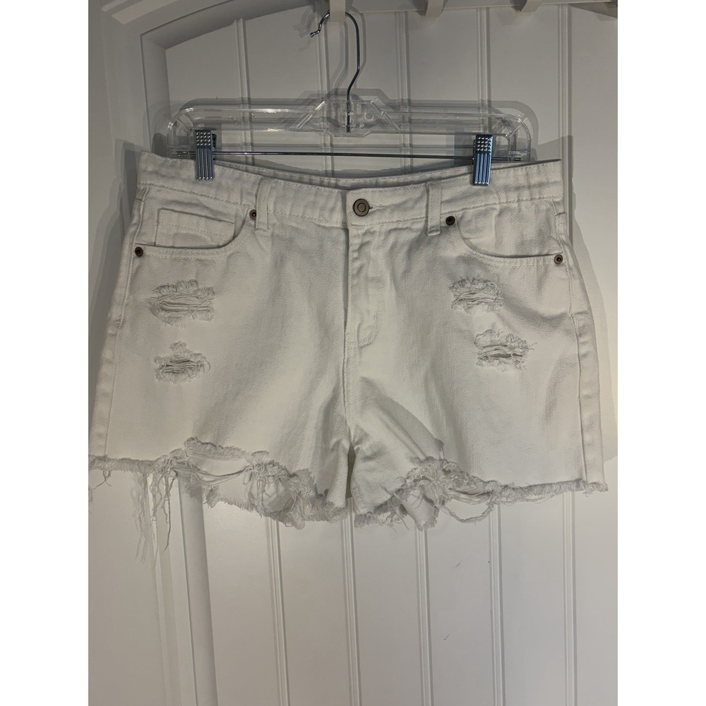 BP Distressed White Denim Shorts Women's Size 31 Raw Hem Cutoff Jean Shorts